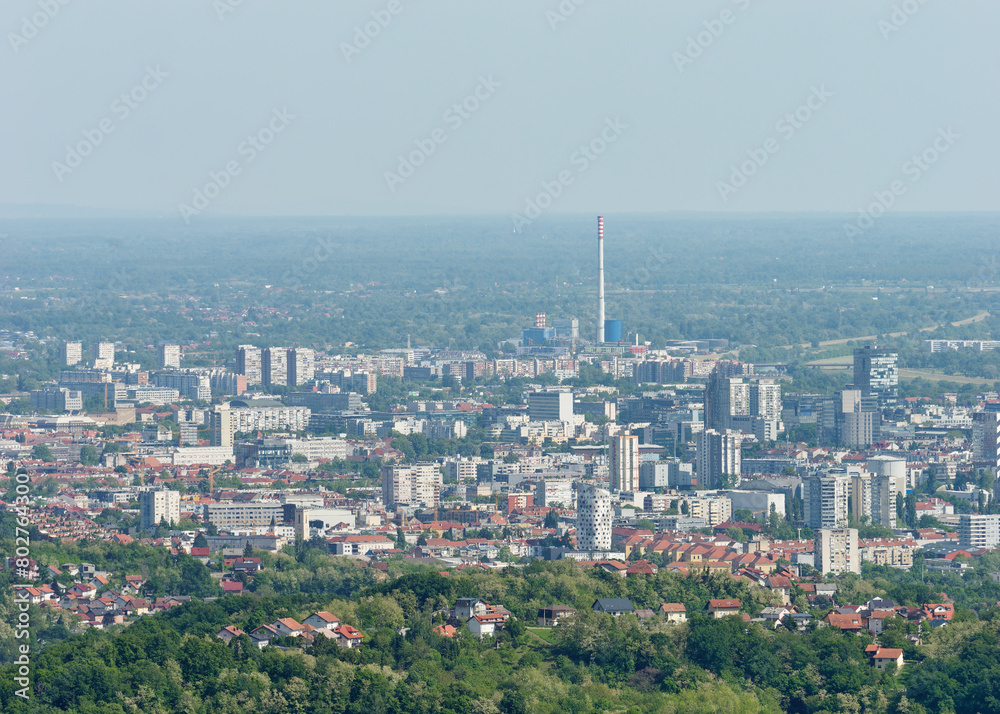View of the city of Zagreb from the mountain lodge Glavica, Zagreb, Croatia