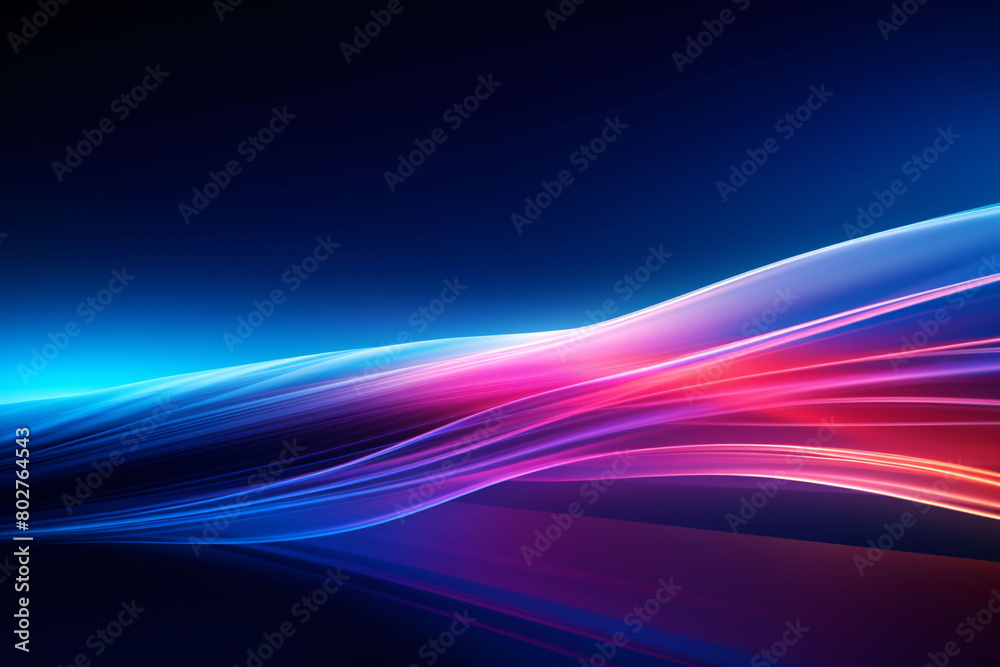 Streamlined speed light blue and purple special effects, abstract technology blue KV main visual business background