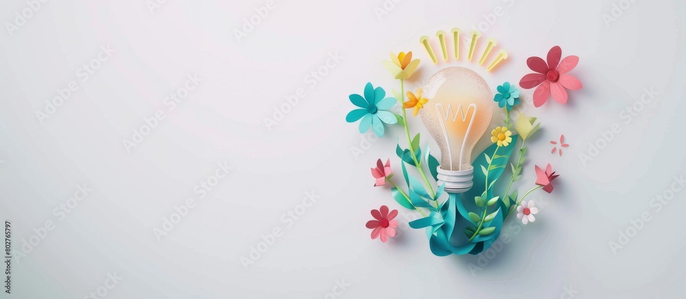 Obraz premium 3d illustration of lamp and flower decoration with copy space, design for nature or health themed card advertising poster banner