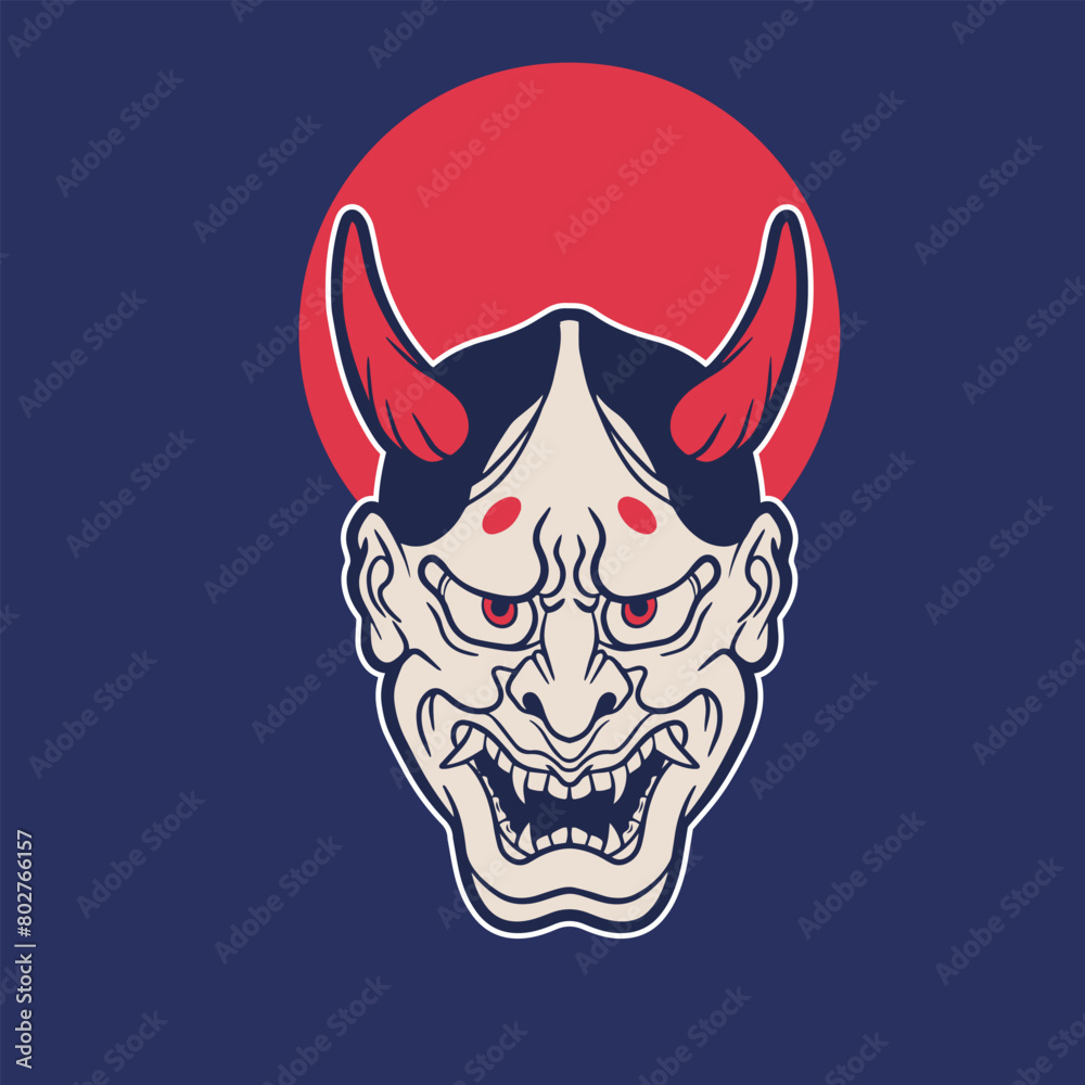 Oni japanese devil mask, Vector illustration	
	
