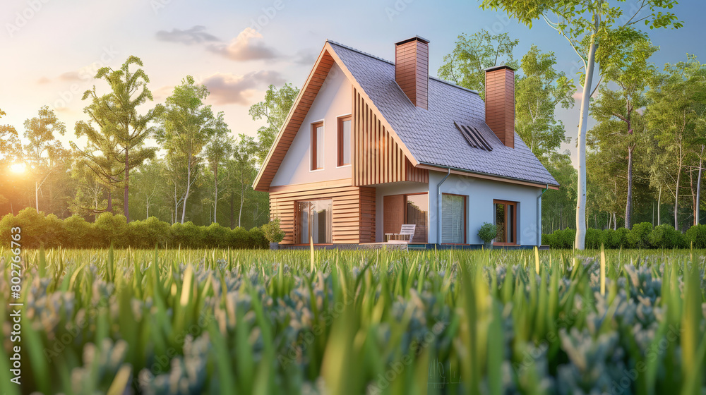 Modern house with stylish exteriors. Real Estate concept image. Modern house with stylish exteriors. Real Estate concept image.