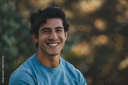 Portrait of a smiling young man in the park on a sunny day