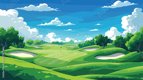 Golf design over landscape background vector illustration