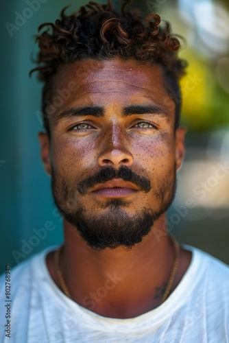 Portrait of a handsome young African man with beard and mustache © ChuLai