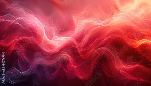 Red flowing silk background, abstract background with wave elements. Created with Ai