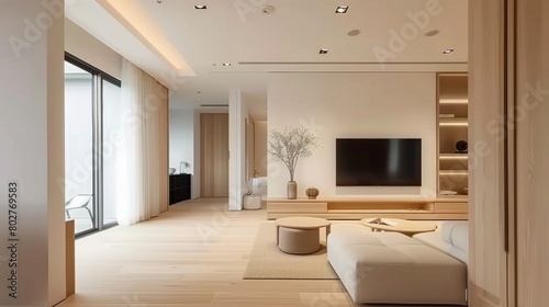 Modern Cozy Living Room Interior With Television Set