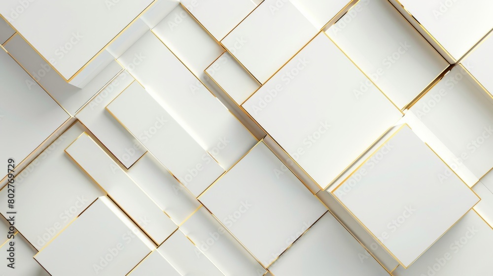 Obraz premium Modern design, white rectangles with golden lines texture background