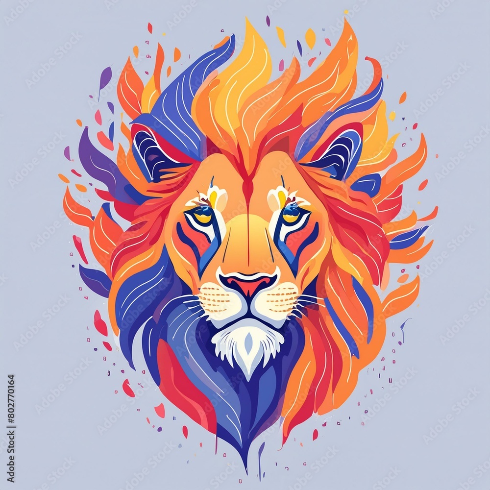 a artwork lion with fur that looks like flames a artwork lion with fur that looks like flames