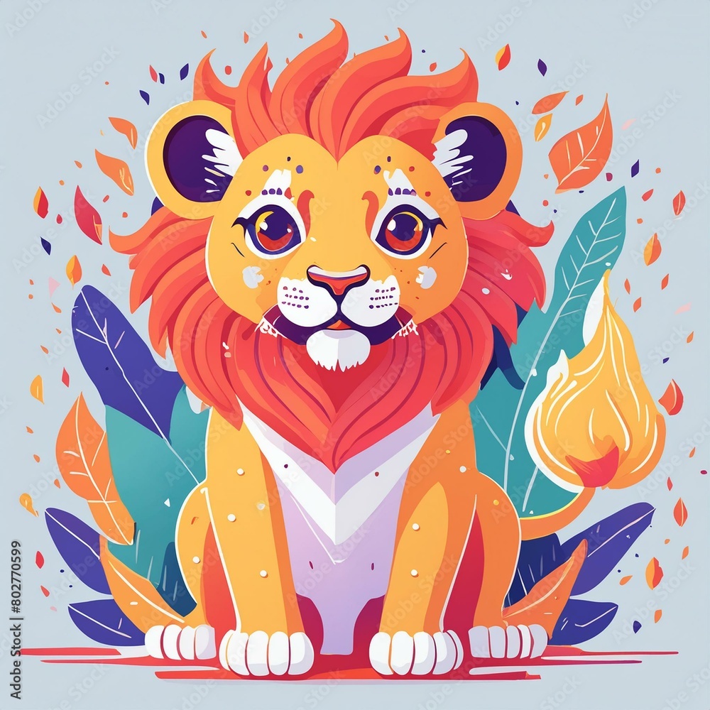 Obraz premium a artwork lion with fur that looks like flames