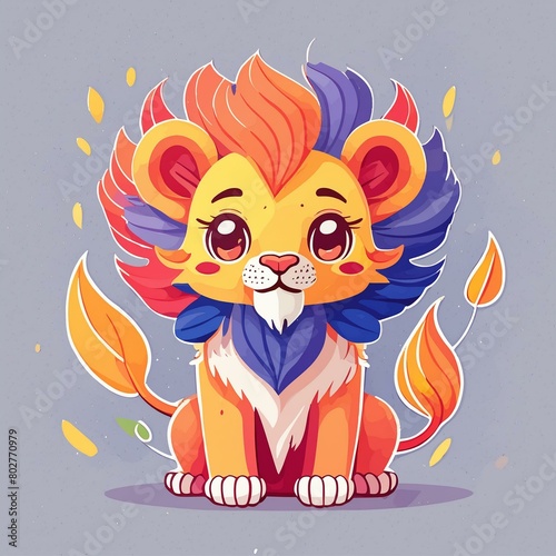 a artwork lion with fur that looks like flames (ID: 802770979)