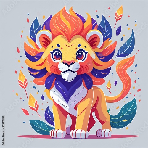 a artwork lion with fur that looks like flames (ID: 802771161)
