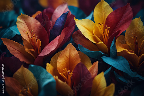 Multicolored floral background, Abstract flower petals wallpaper