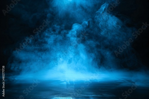 Blue smoke on a dark background   Abstract dark background   Smoke on a dark background