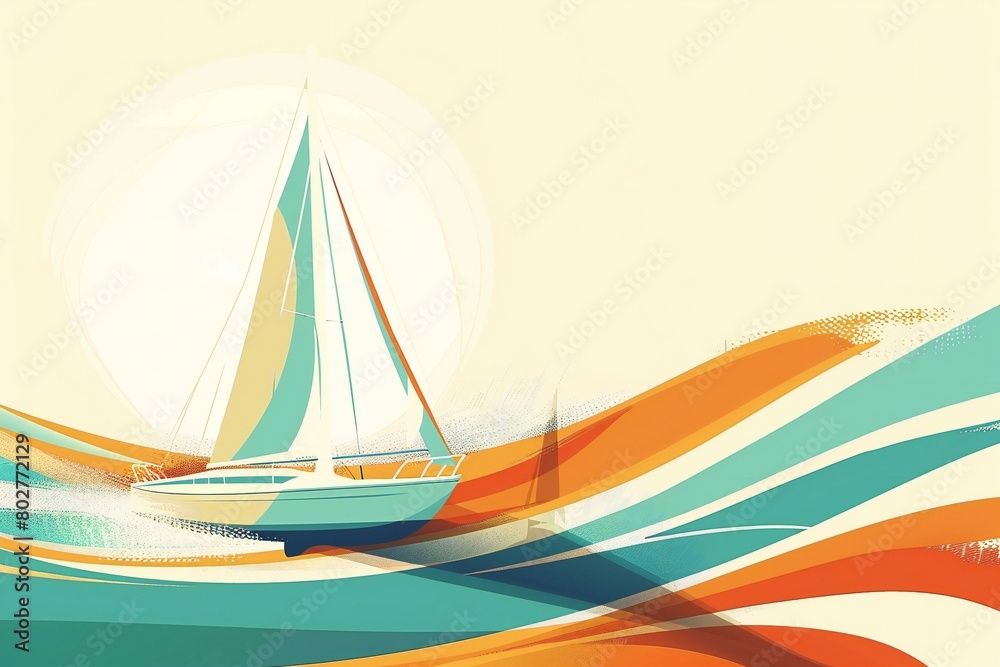 Sailing boat on the sea,  Vector illustration,  Eps 10