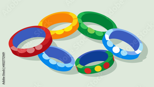 A set of bangles made from reused plastic bottle caps.. Vector illustration
