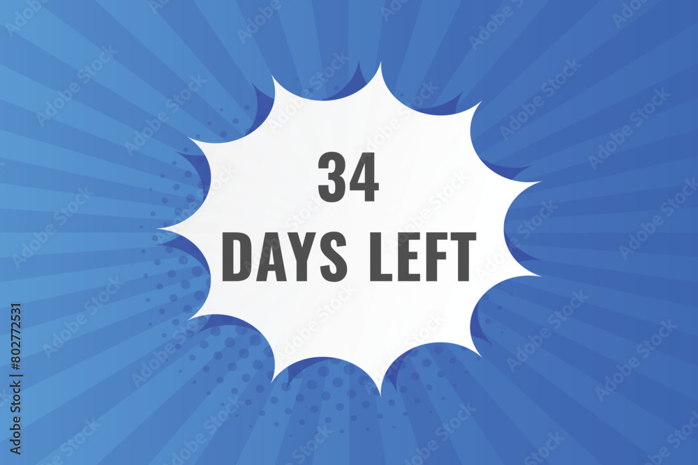 34 days to go countdown template. 34 day Countdown left days banner design. 34 Days left countdown timer
