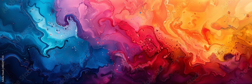 a colorful abstract painting featuring a red, yellow, green, blue, and purple color scheme the pain