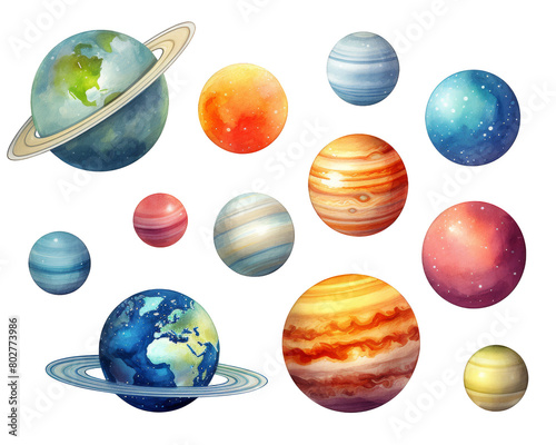 Wallpaper Mural A vibrant vector illustration showing a glossy 3D globe of Earth with the moon and other planets, emphasizing concepts of space, global business, and web design, highli Torontodigital.ca