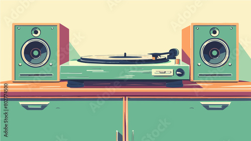 Turntable with two stereo speakers