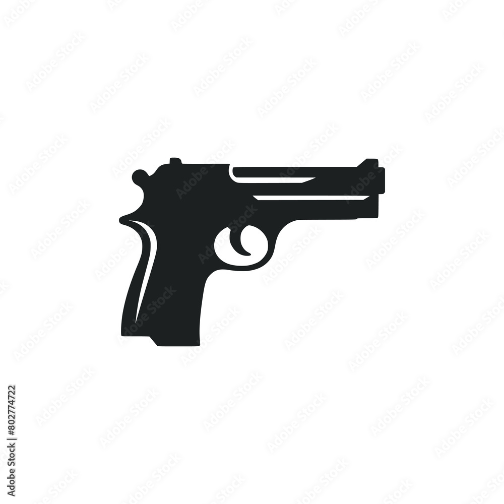 simple clean pistol gun logo vector illustration template design