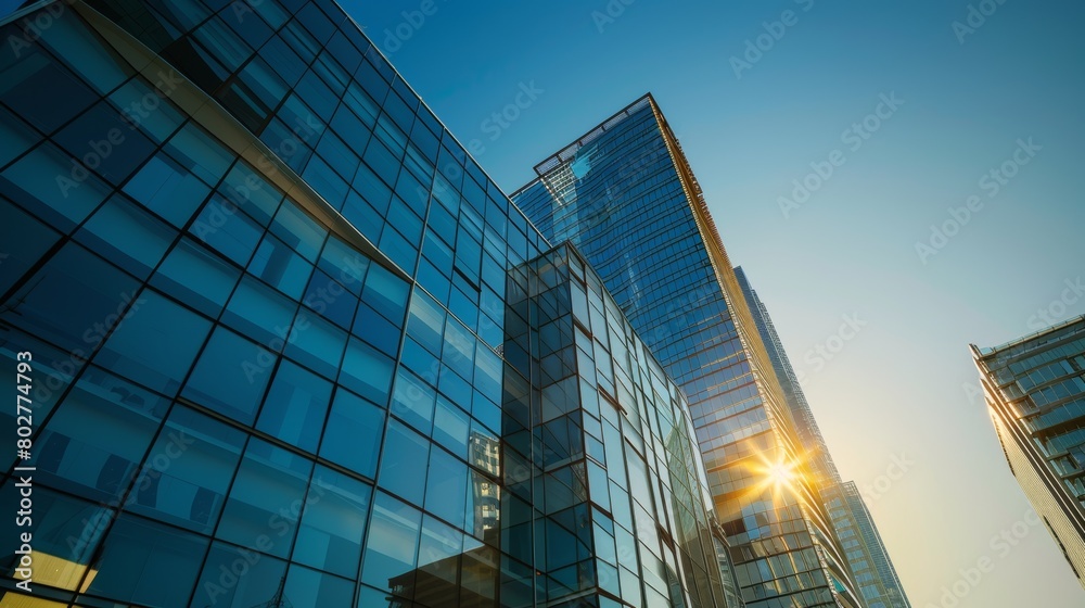 Sky building with sky in blue.