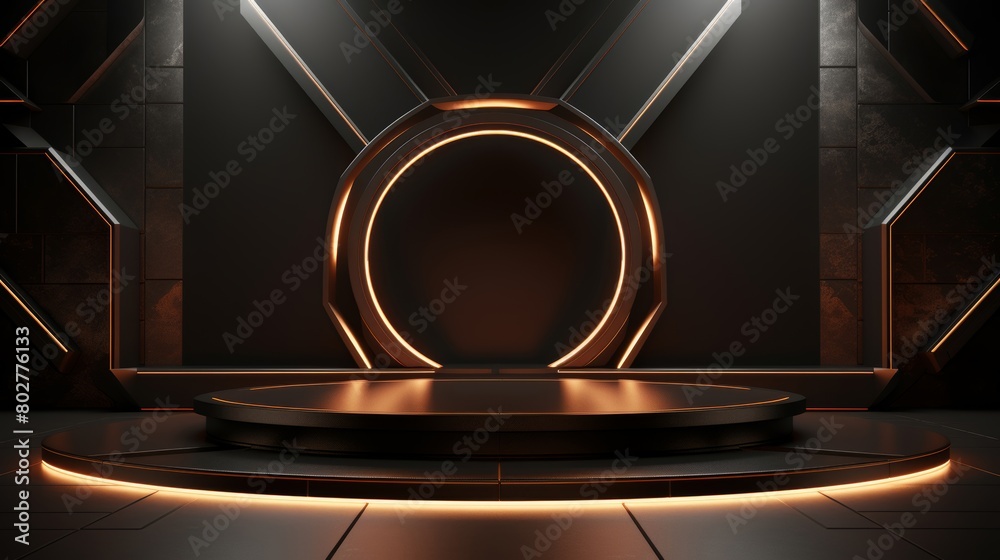 Geometric 3D display, virtual podium for branding