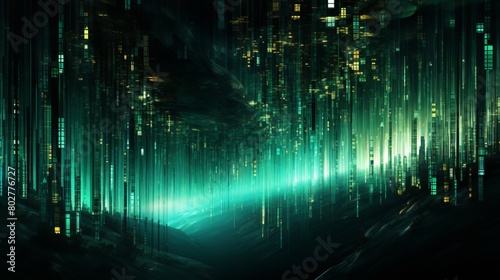 Emerald matrix  digital glitch  cyber texture