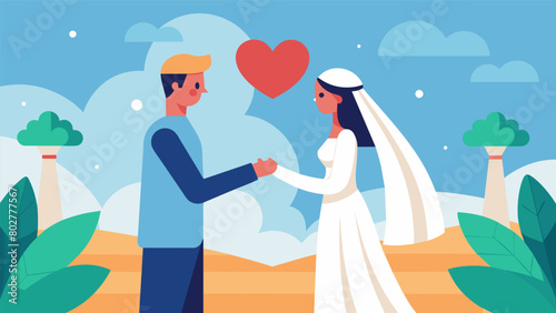 A heartfelt exchange of vows proclaiming their love and devotion to each other and their country.. Vector illustration