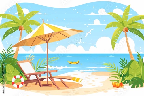 Vector Illustration of Travel on summer holidays vacation. © Sarawut