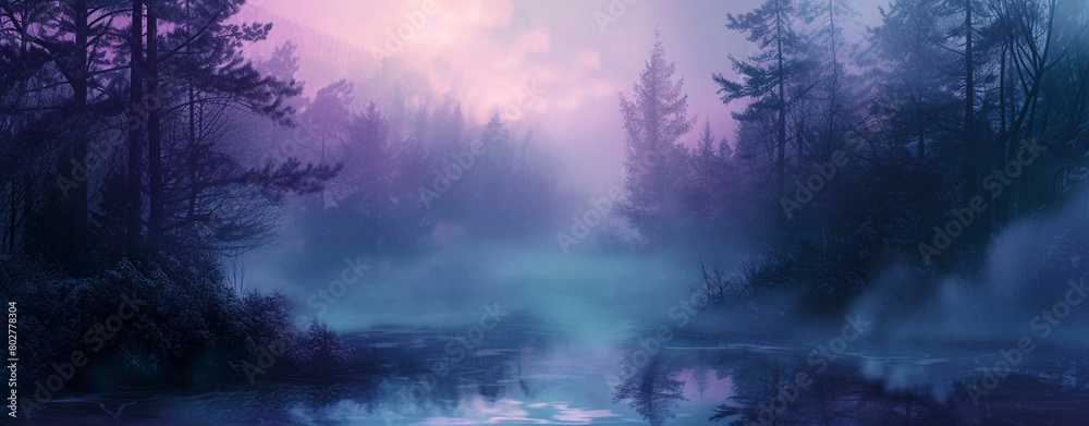 An ethereal forest at dusk
