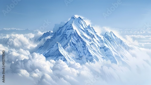 Wallpaper Mural Solitary Snow Capped Mountain Peak Rising Above Ethereal Cloud Cover Torontodigital.ca