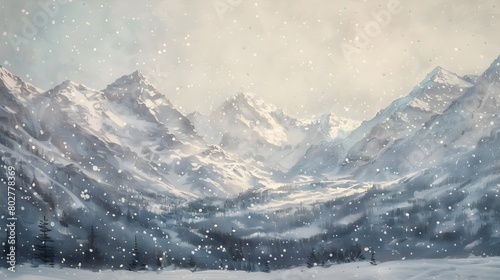 Majestic Snow Capped Mounta...