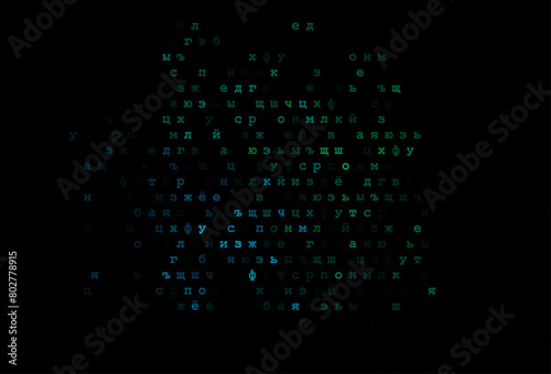 Dark blue  green vector texture with ABC characters.