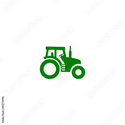 Tractor green icon isolated on white background