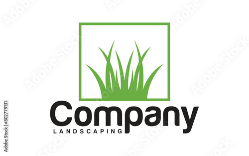 landscape logo for lawn or gardening business design template
