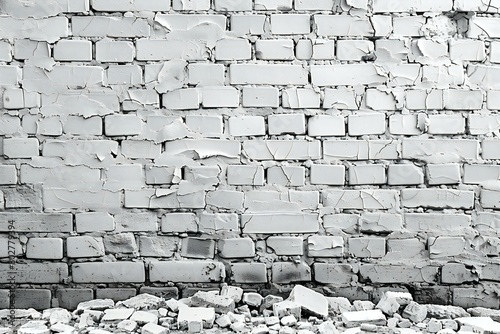 Old white brick wall   Background and texture for design   Black and white