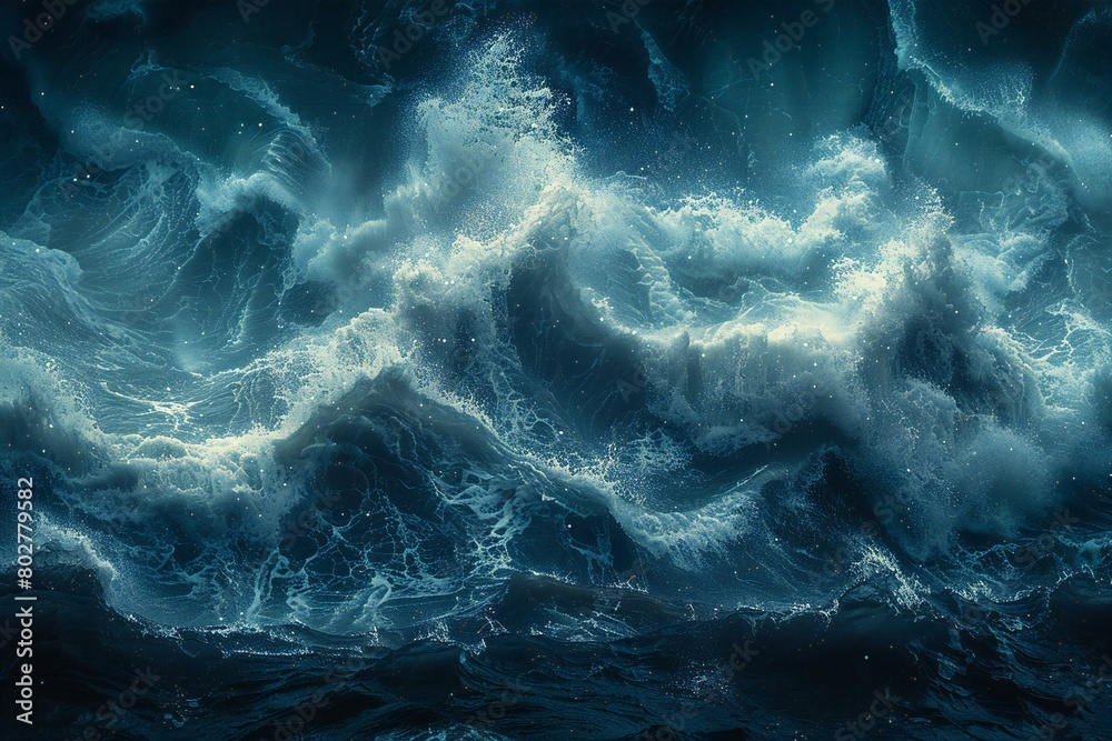 Abstract blue ocean wave background,  Fantasy fractal texture,   rendering