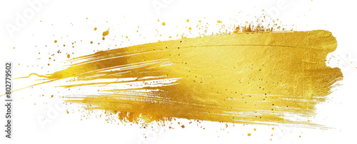 Gold paint splatter on a white background
