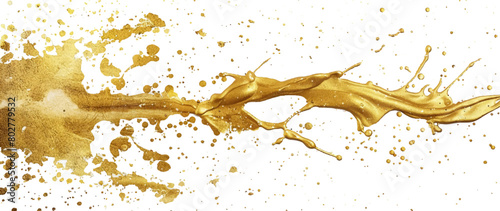 Gold paint splatter on a white background