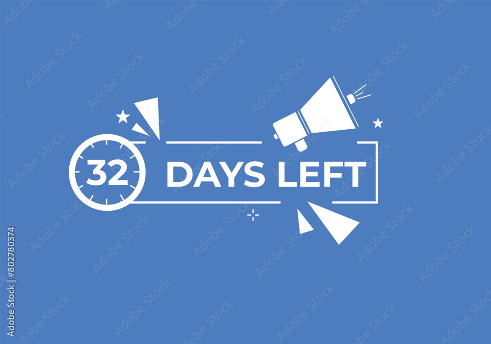 32 days to go countdown template. 32 day Countdown left days banner design. 32 Days left countdown timer 32 days to go countdown template. 32 day Countdown left days banner design. 32 Days left countdown timer