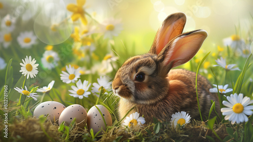 easter bunny with easter eggs