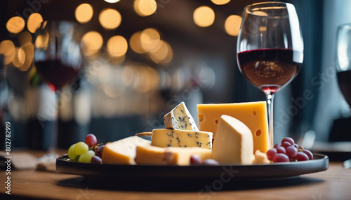 wine and cheese at restaurant 