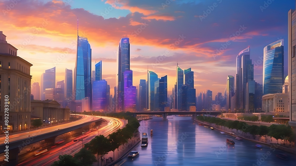 city skyline at dusk : Twilight Metropolis Urban Splendor at Sunset city skyline at dusk : Twilight Metropolis Urban Splendor at Sunset