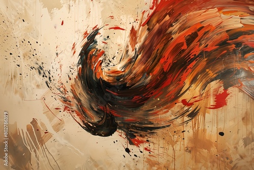brush, violent brush strokes.