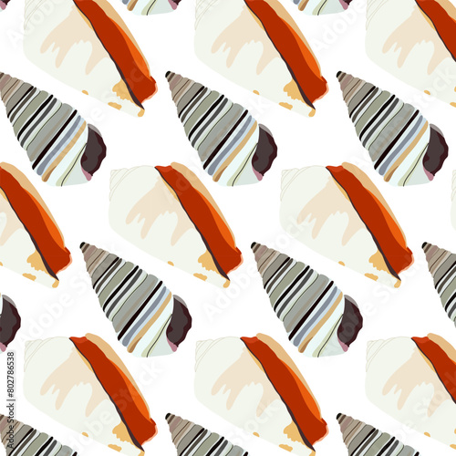 Pattern with seashells. Vector illustration. For print.	
