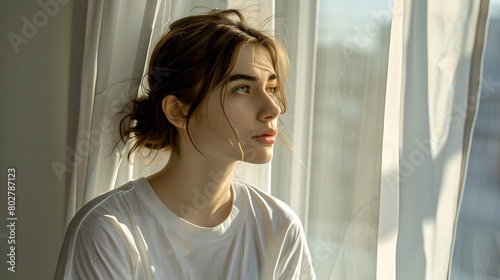 Contemplative Young Woman Gazing Through a Window, Soft Light Portrait. A Moment of Reflection Captured in Warm Tones. AI Free Download Contemplative Young Woman Gazing Through a Window, Soft Light Portrait. A Moment of Reflection Captured in Warm Tones. AI - GFXLoad