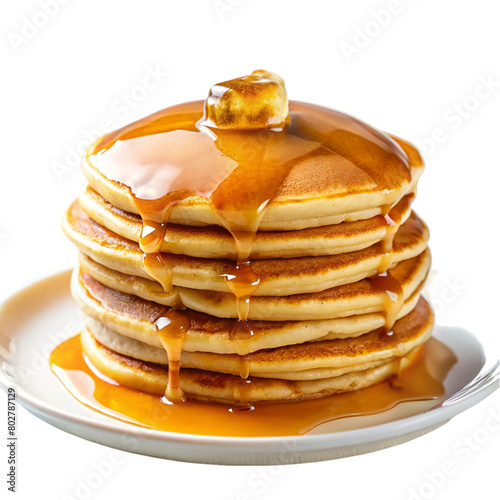 A plate on pancakes isolated on transparent background.