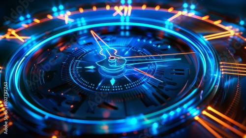 Wallpaper Mural glowing neon lights on the edges of a clock Torontodigital.ca