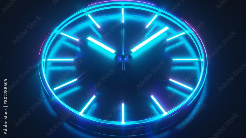 glowing neon lights on the edges of a clock glowing neon lights on the edges of a clock