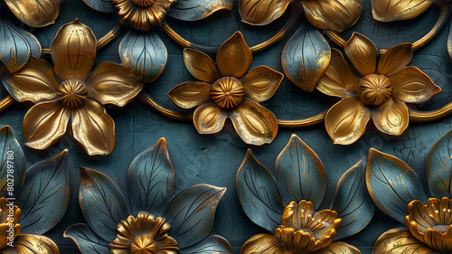 seamless floral pattern featuring the iconic golden lilies from the walls of Palazzo Vecchio in Florence, Italy. © Glebstock